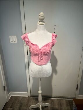 Altard State Pink Ruffle Crop Top
